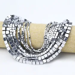 2/3/4/6mm Square Hematite White K Color Spacer Loose Stone Beads For Jewelry DIY Bracelet Earrings Pendant Necklace Accessories