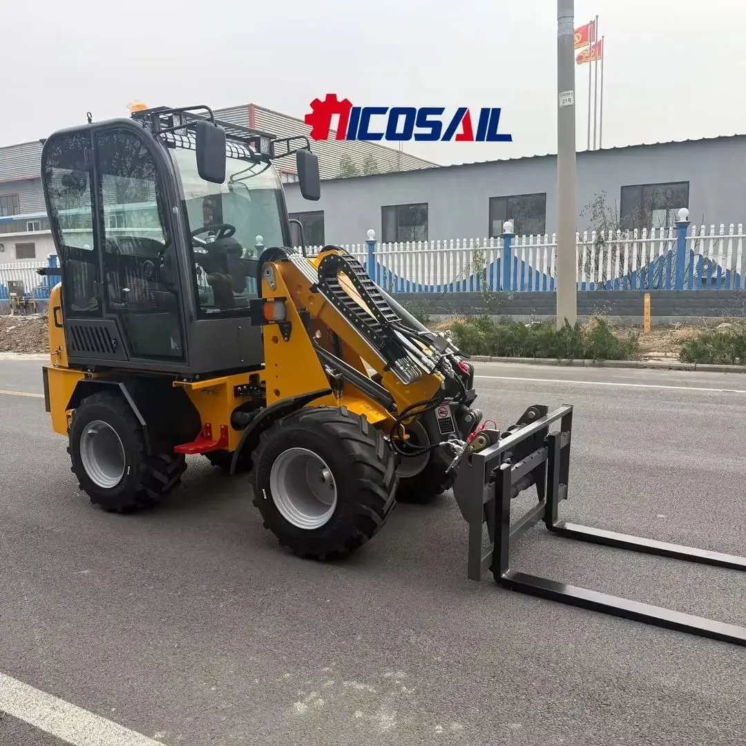 جرافة ذراع تلسكوبية 2 طن مع رافعة ذراع تلسكوبية للكابينة، جرافة ذات عجلات منزلقة للبيع