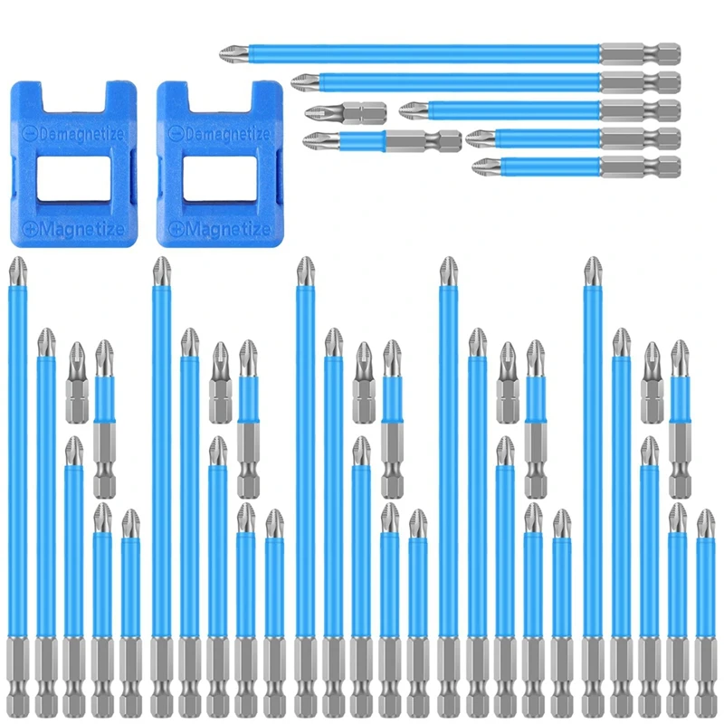 

42 Pcs Magnetic Screwdriver Bit Set 1/4 Inch Hex Shank Impact Driver Bit 1"- 6" Length Steel Anti Slip Drill Bits