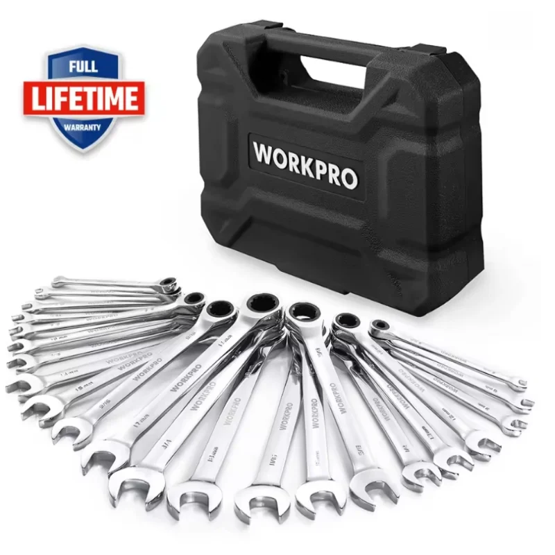НОВЫЙ WORKPRO, 23 шт., набор ключей с храповым механизмом, 72 зубца, ключ с коробкой, набор инструментов для ремонта гаечных ключей