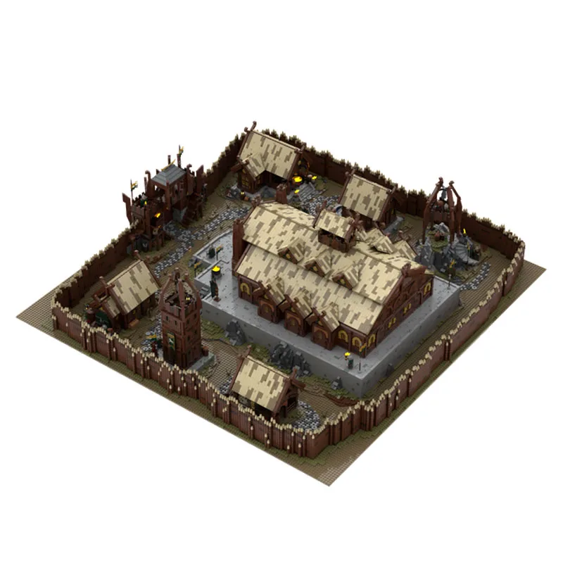 MOC UCS Movie Ultimate Edoras Rohan Town Building  Blocks Street View Castle Bricks Architecture Display Toys Gifts 23240PCS