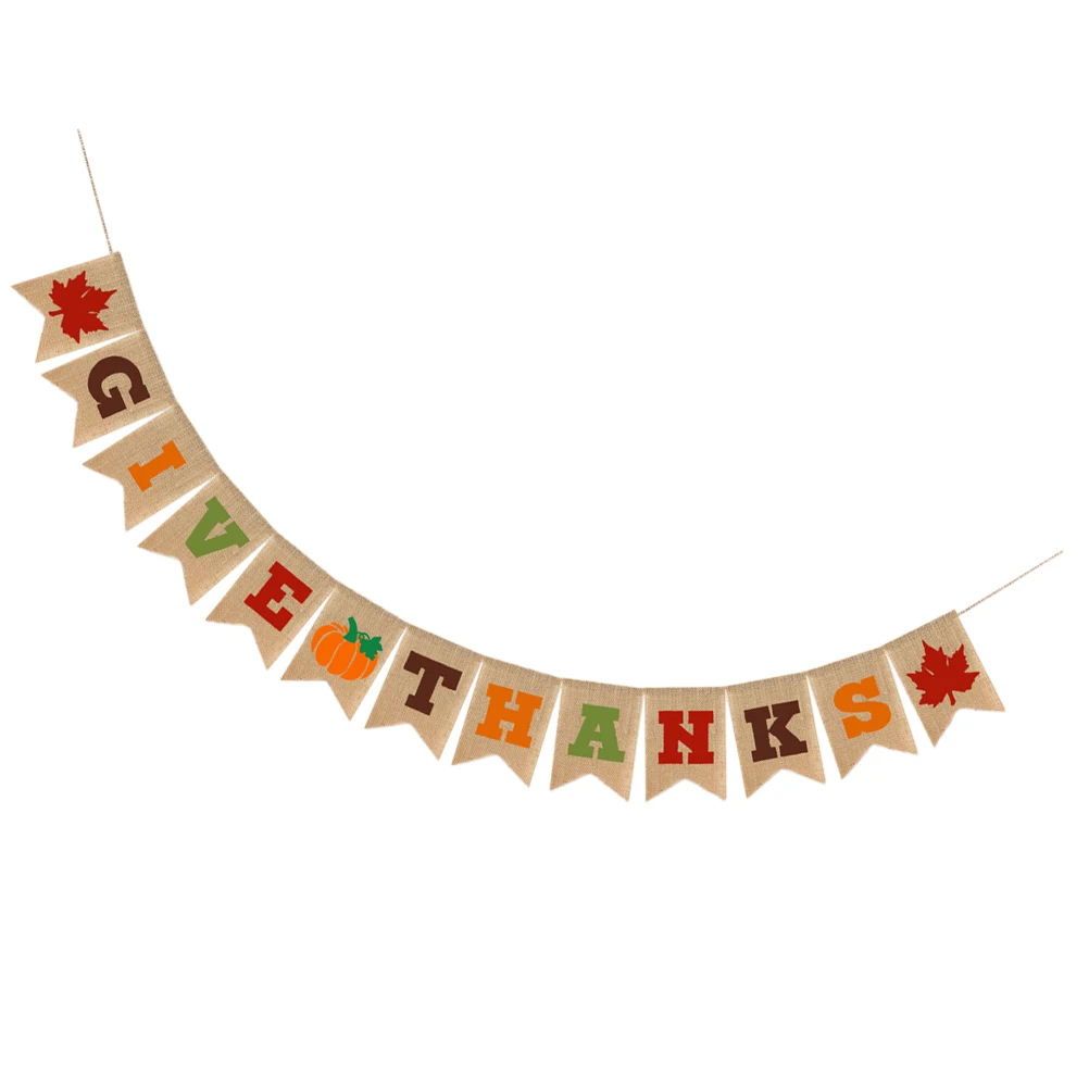 

1pc Thanksgiving Party Banner Maple Leaf Hanging Flag Linen Decor Bunting Finished No Assembly Suitable All Decorations