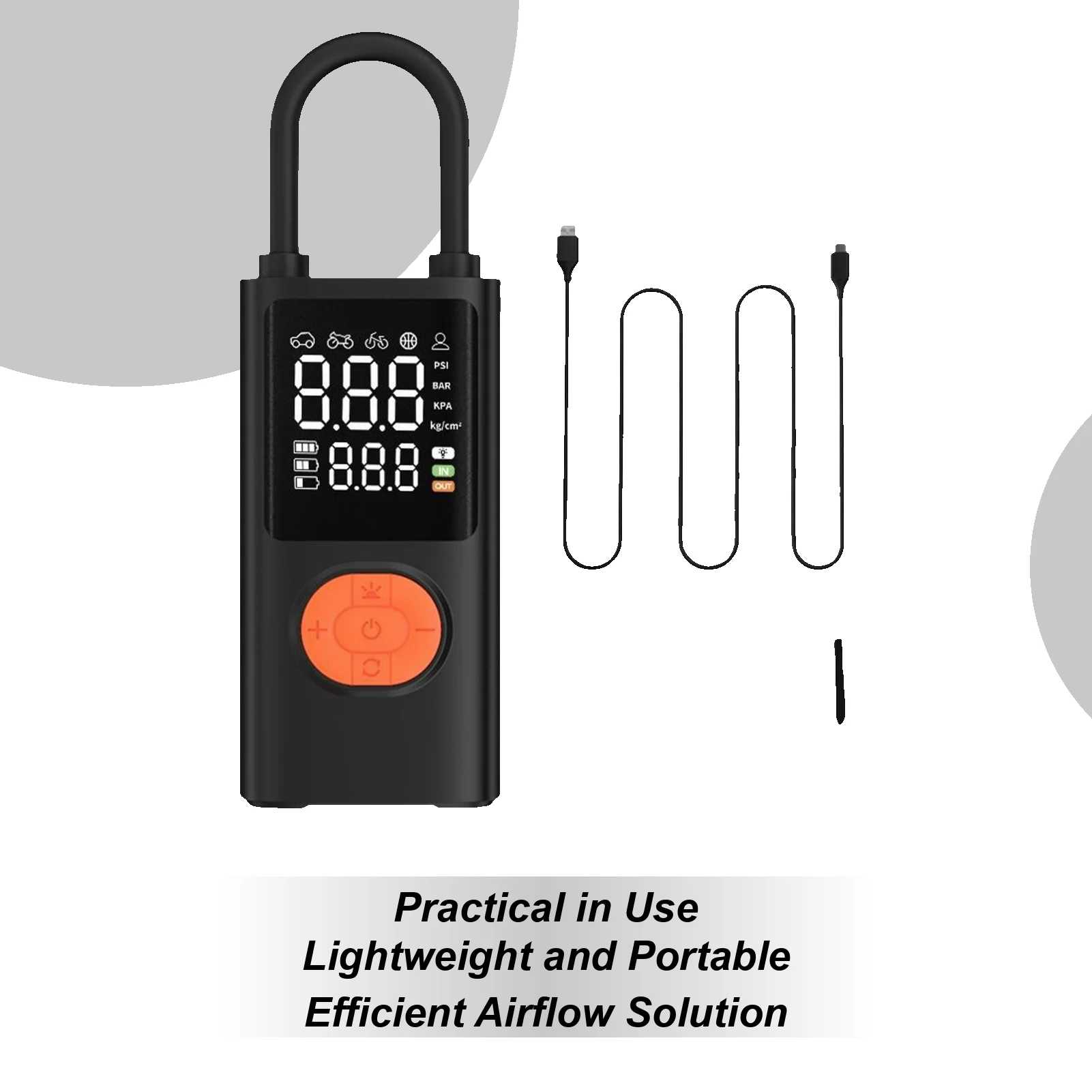 

Air Pump For Car Tires Electric Air Pump Rechargeable Light Tire Inflator With Digital Pressure Gauge For Motorcycle Truck Ball