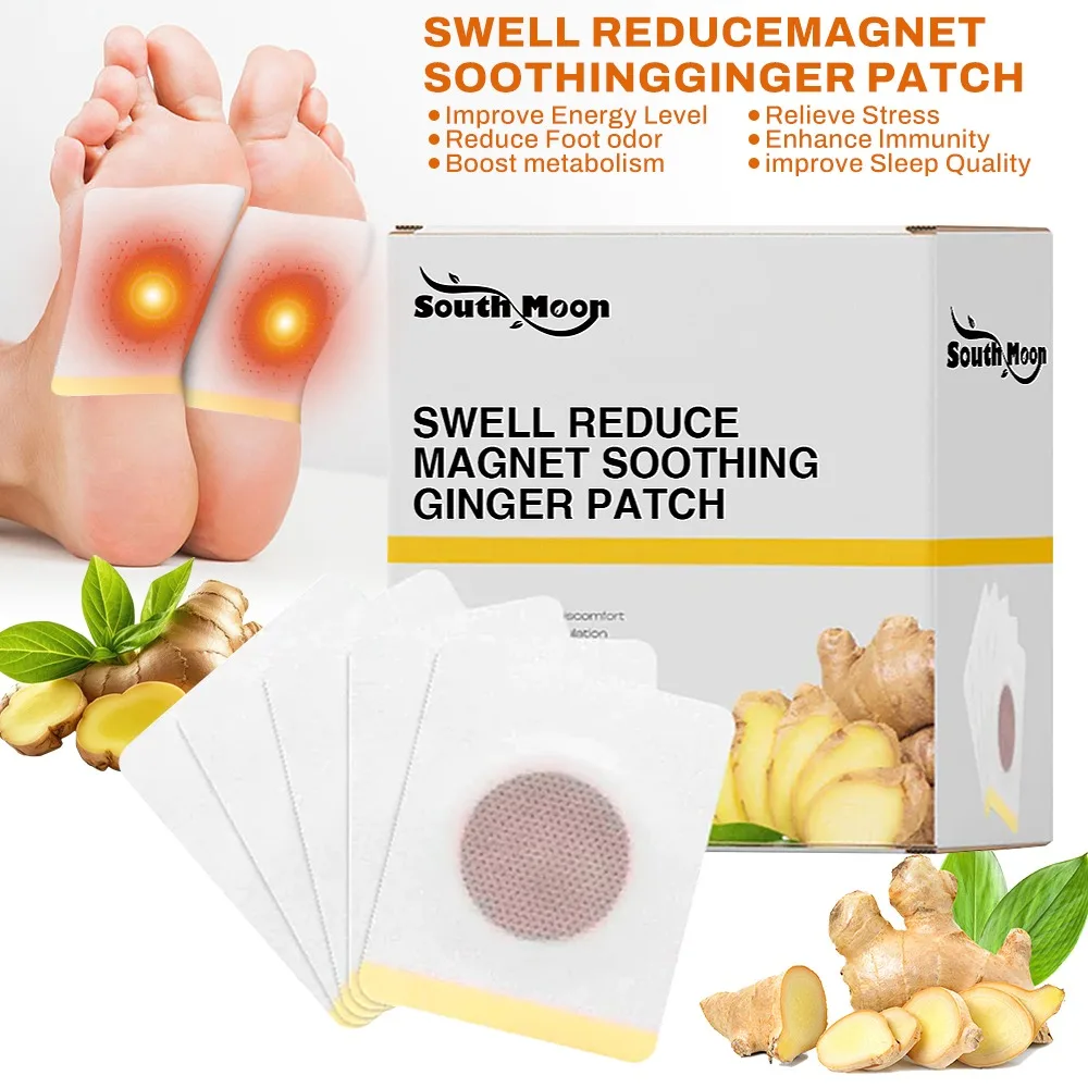 30pcs/box Detox Foot Patches Ginger Cleansing Foot Pads Remove Dampness Toxins Relieve Stress Improve Sleep Body Foot Care Tool