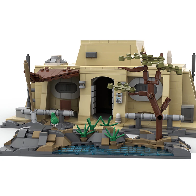 Conjunto de construção MOC Beskar Clan Outpost, casa segura oculta do caçador de recompensas, kit de diorama de abrigo de montanha tático