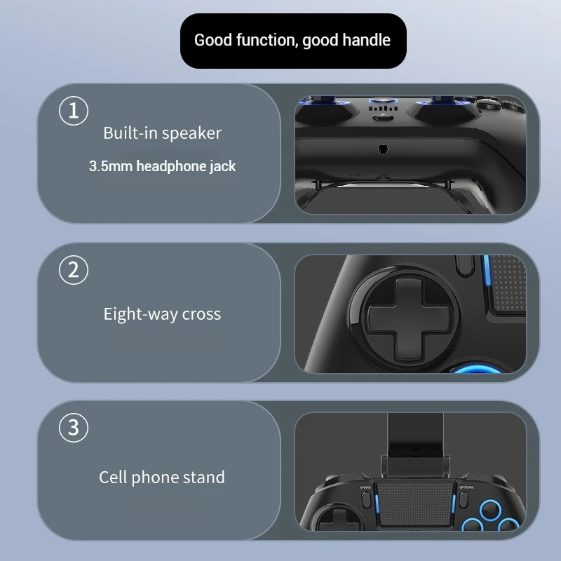 QRD N5 Gamepad BluetoothHall Joystick Six Axis Gyroscope Dual Motor Vibration Turbo Button Mobile Phone Steam Gamepad