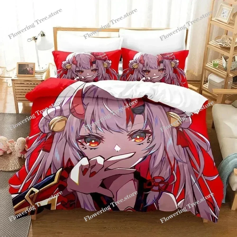 

Kawaii Nakiri Ayame Bedding Set Single Twin Full Queen King Size Bed Set Adult Kid Bedroom Duvet cover Sets 3D Print Anime Bed