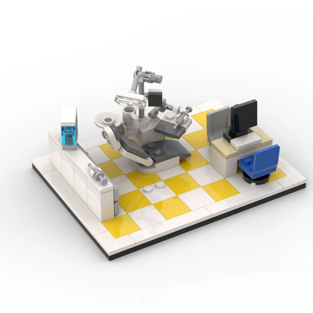 MOC Kleine Deeltje Bouwsteen Speelgoed Beeldje Woondecoratie Tandheelkundige Kliniek Scène Stad DIY Speelgoed Kinderen Liefde Collectie Bakstenen Speelgoed