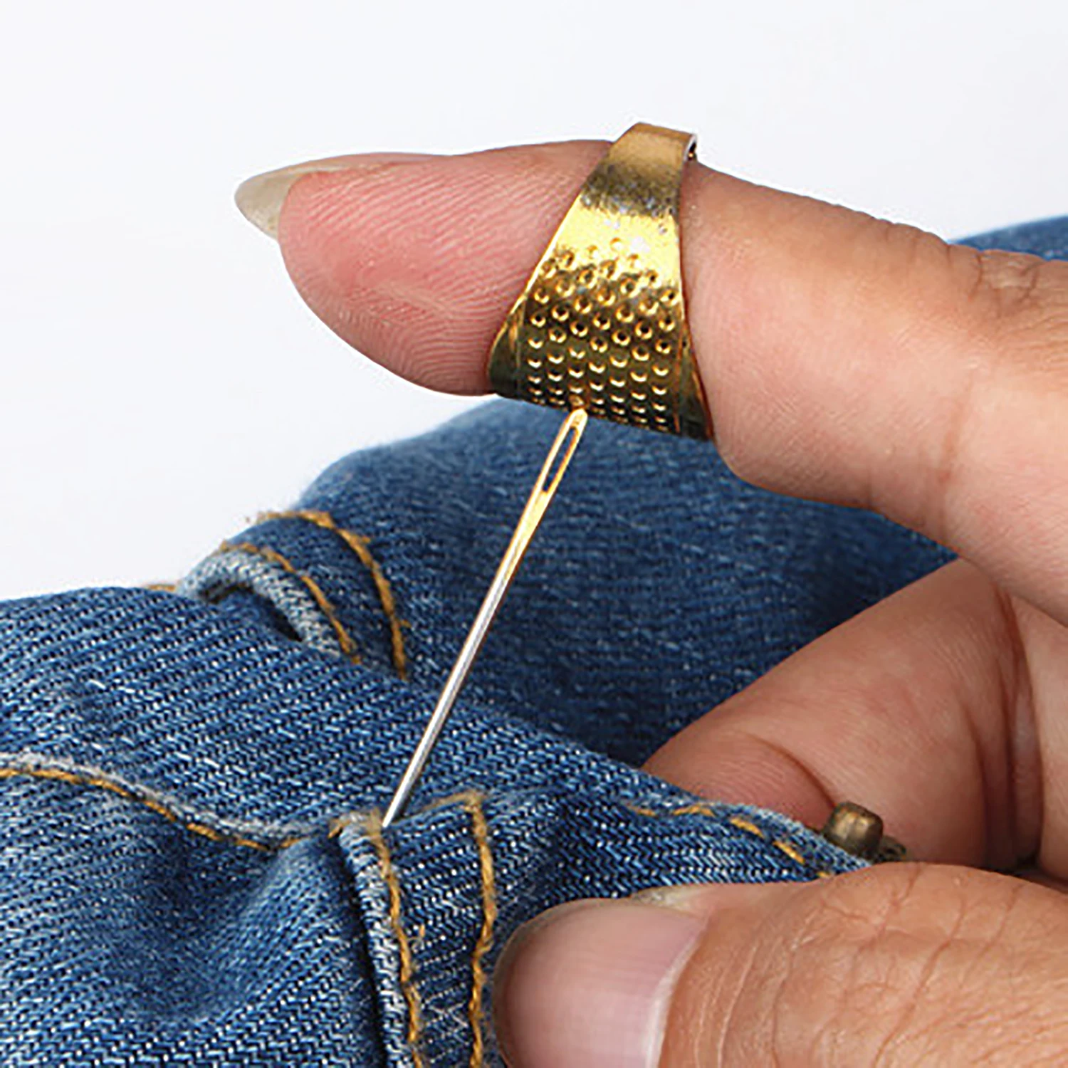 

Регулируемый винтажный швейный наперсток ручной работы, нескользящая вышивка против кольца, защита для пальцев, одежда «сделай сам», принадлежности для шитья