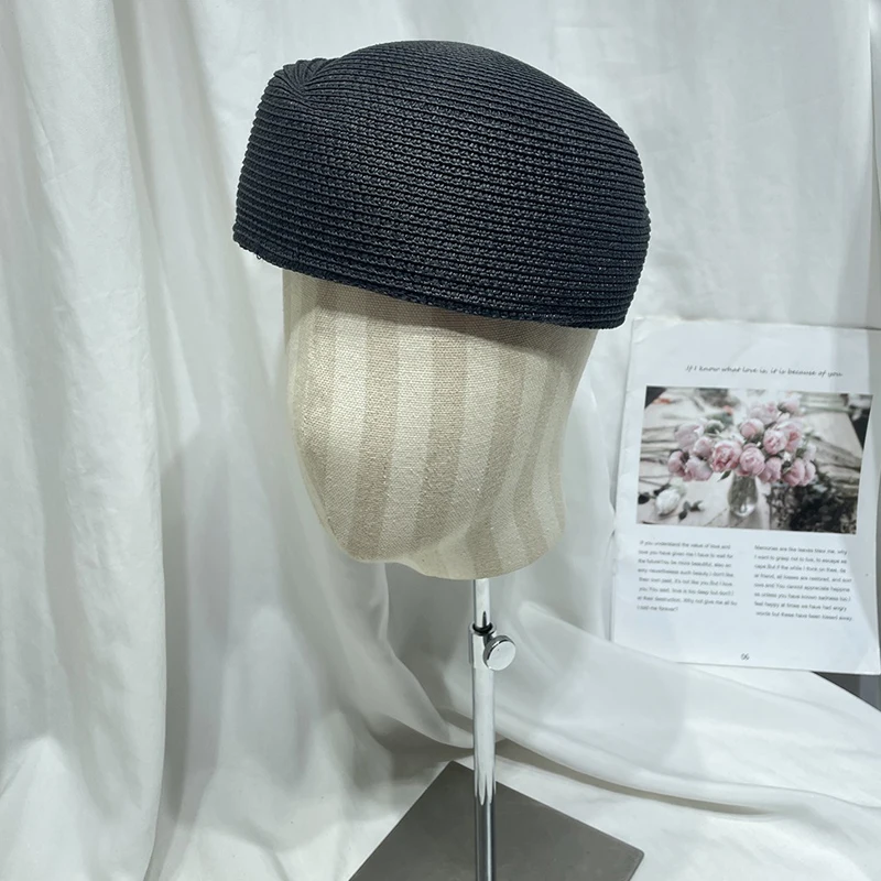 2025 Straw Beret Hat Summer Fedora Sun Cap for Women Hostess Pillbox Hat Elegant Fashion New Millinery Fascinator Base Wholesale