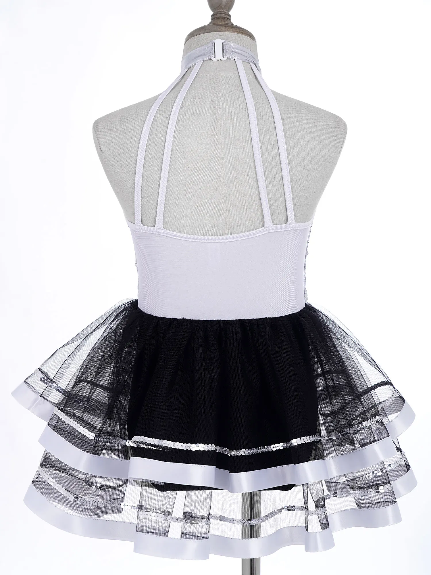 Kids Girls Sleeveless Sparkling Sequins Ballet Tutu Mesh Dance Dress Princess Ballerina Gymnastics Leotard Performance Costumes