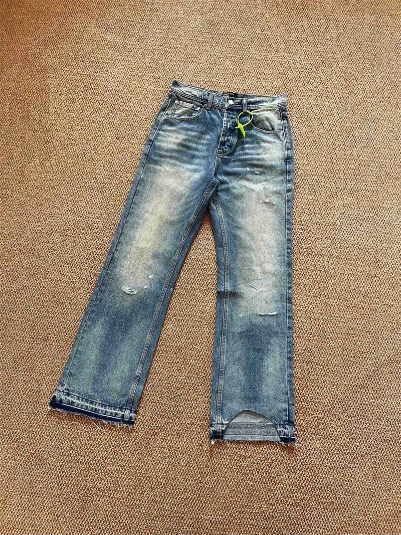 ERD jeans strappati lavati retrò pantaloni svasati pantaloni da uomo