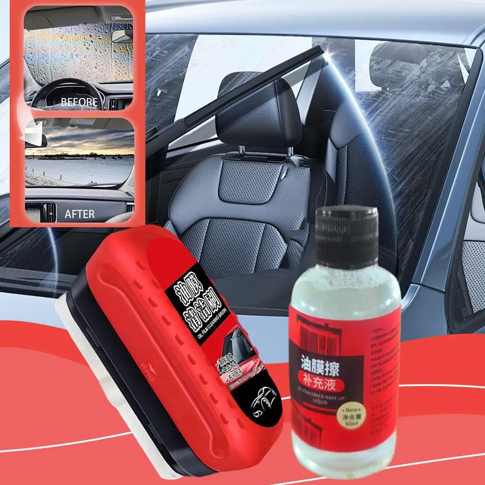 Limpiador de vidrio automotriz para coche, esponja de limpieza, pulido, mantenimiento, agente frontal interno, cepillo de vidrio para parabrisas, 100ml, Q7N4