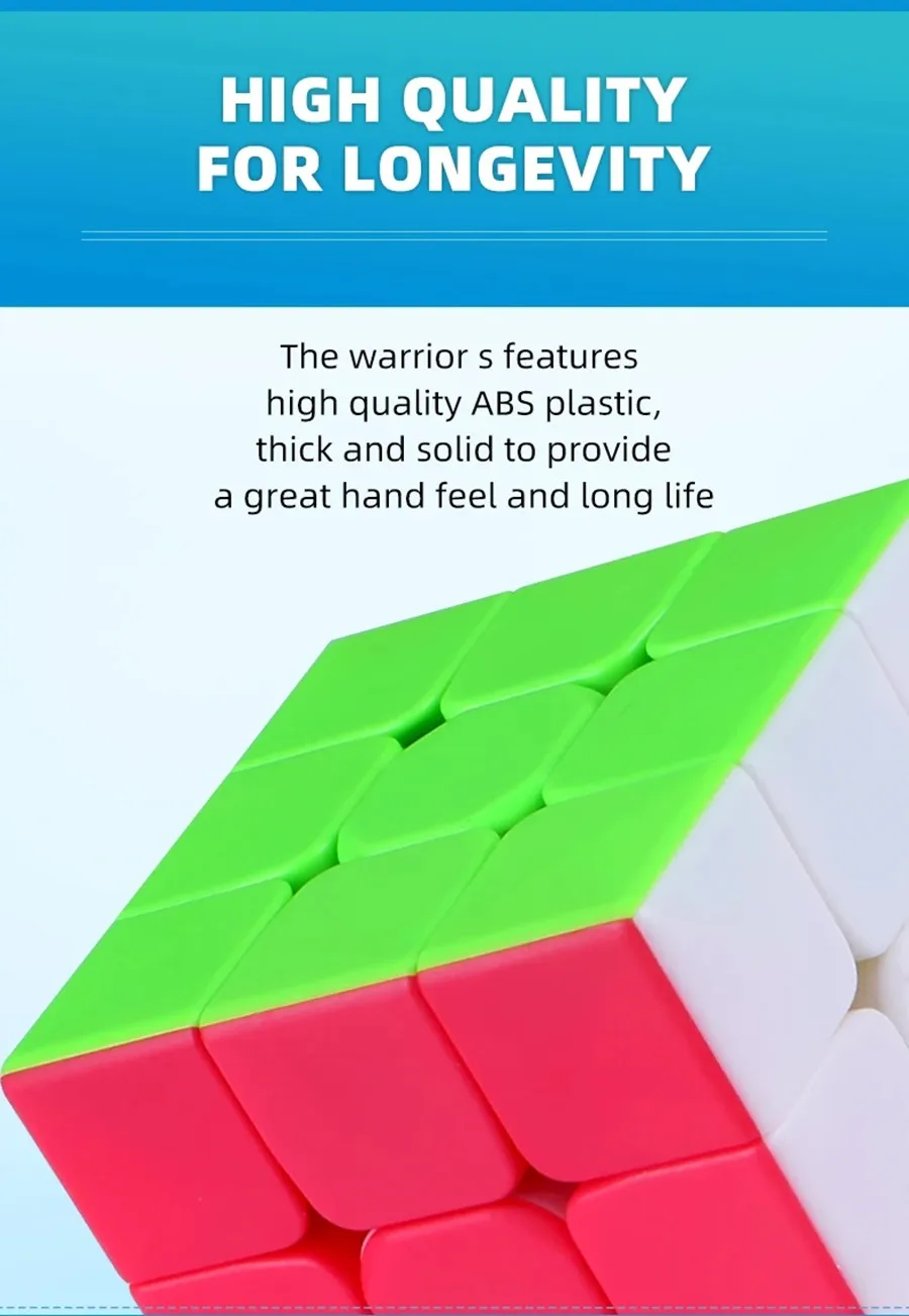 QiYi Speedcube Warrior S 3x3 Zauberwürfel Stickerless Professionelles 3x3 Geschwindigkeitspuzzle 3×3 Kinder Cubo Magico für Spiele – Detail 9