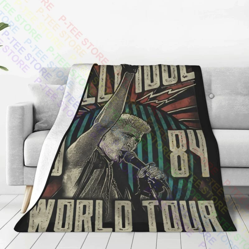 Billy Idol 1984 Punk Rock Singer On The Mic World Tour Blanket Sheet Sofa Bed Decorative Sofa