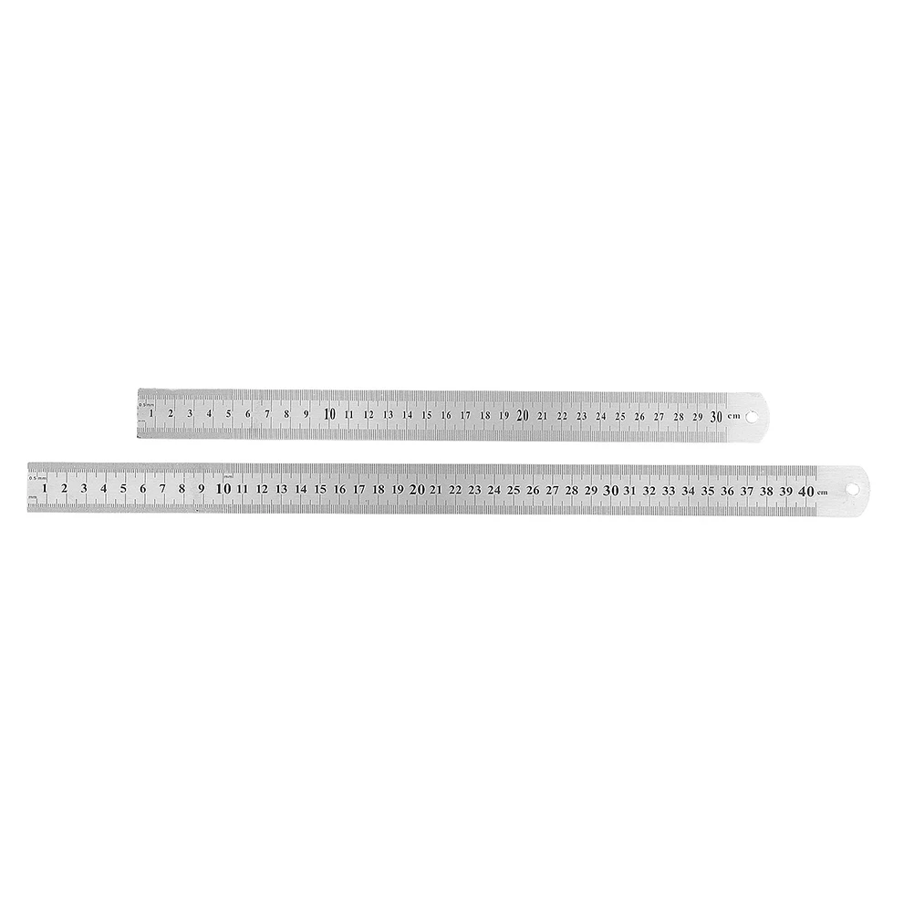 2Pcs Stainless Steel Ruler Centimeter Graduated Double Sided Scale Drawing Tool Lightweight Measurement Office Supply