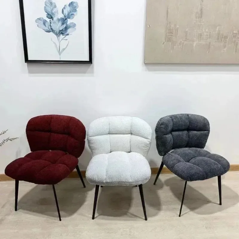 Luxury Home Dining Chairs,Fabric Carbon Steel Bedroom Makeup Stool,Living Room Backrests,Chairs Furniture