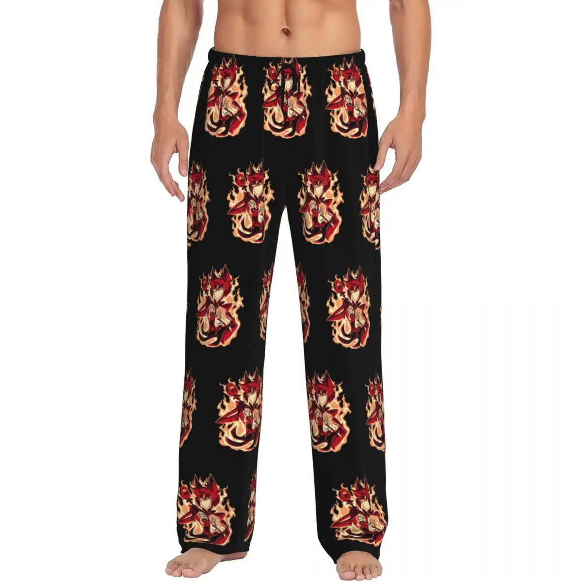 مخصص الرجال Hazbins الفنادق بيجامة السراويل طباعة الكرتون النوم ملابس النوم قيعان مع جيوب #1