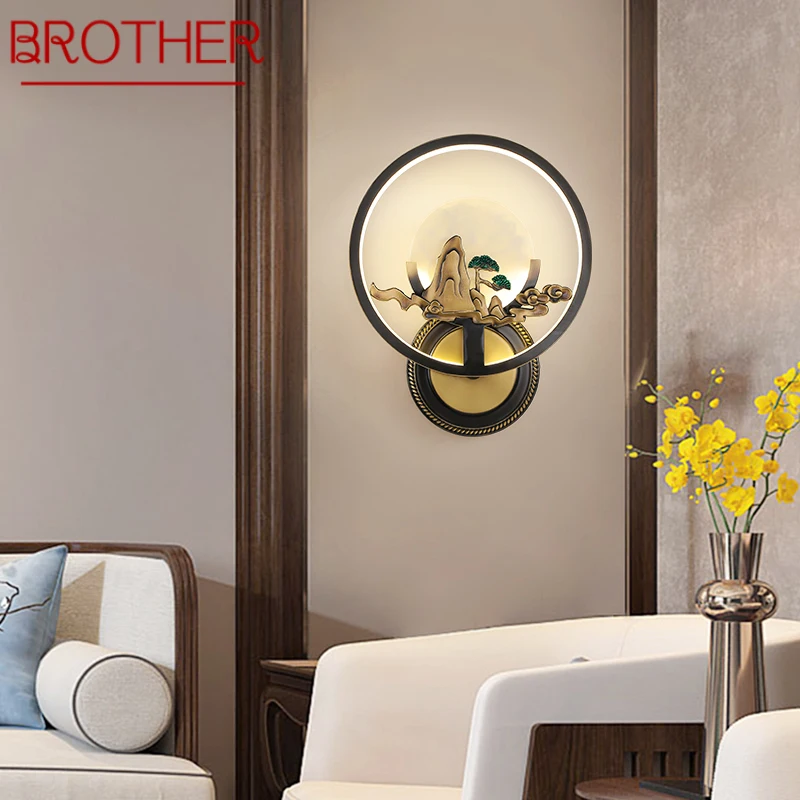 

BROTHER Brass Wall Lamp LED Modern Luxury Marble Sconce Light Interior Decoration Household Bedroom Bedside Living Room Corridor