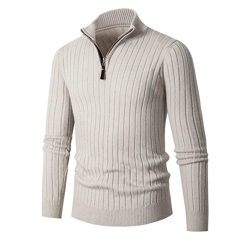 

Solid Collar Sweater Sweater Solid Color Stand Collar 1/4 Zip-up Sweater Brand New Vacation Casual Daily Holiday