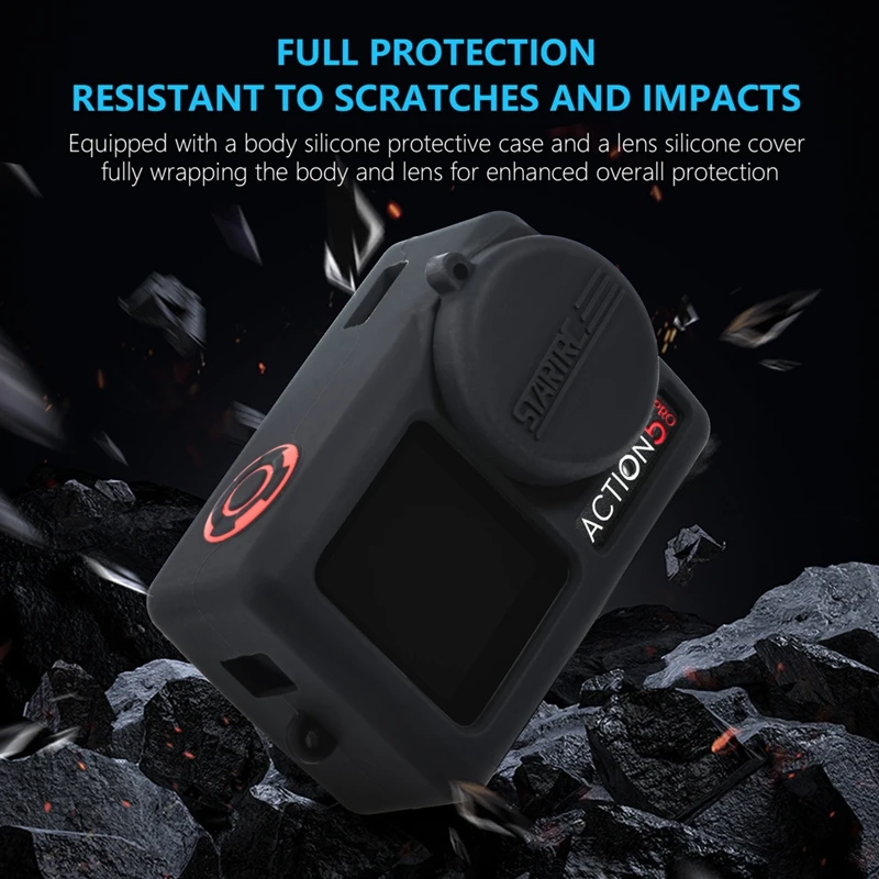 Para dji osmo ação 5 pro câmera capa protetora de silicone caso protetor completo à prova de riscos lente tampa manga anti-queda acessório