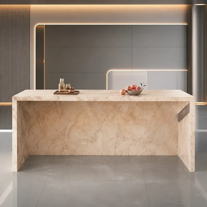 Light Luxury Rock Slab Island Table Bar Counter Integrated Sofa Side Flush Back Small Home High End Customizable