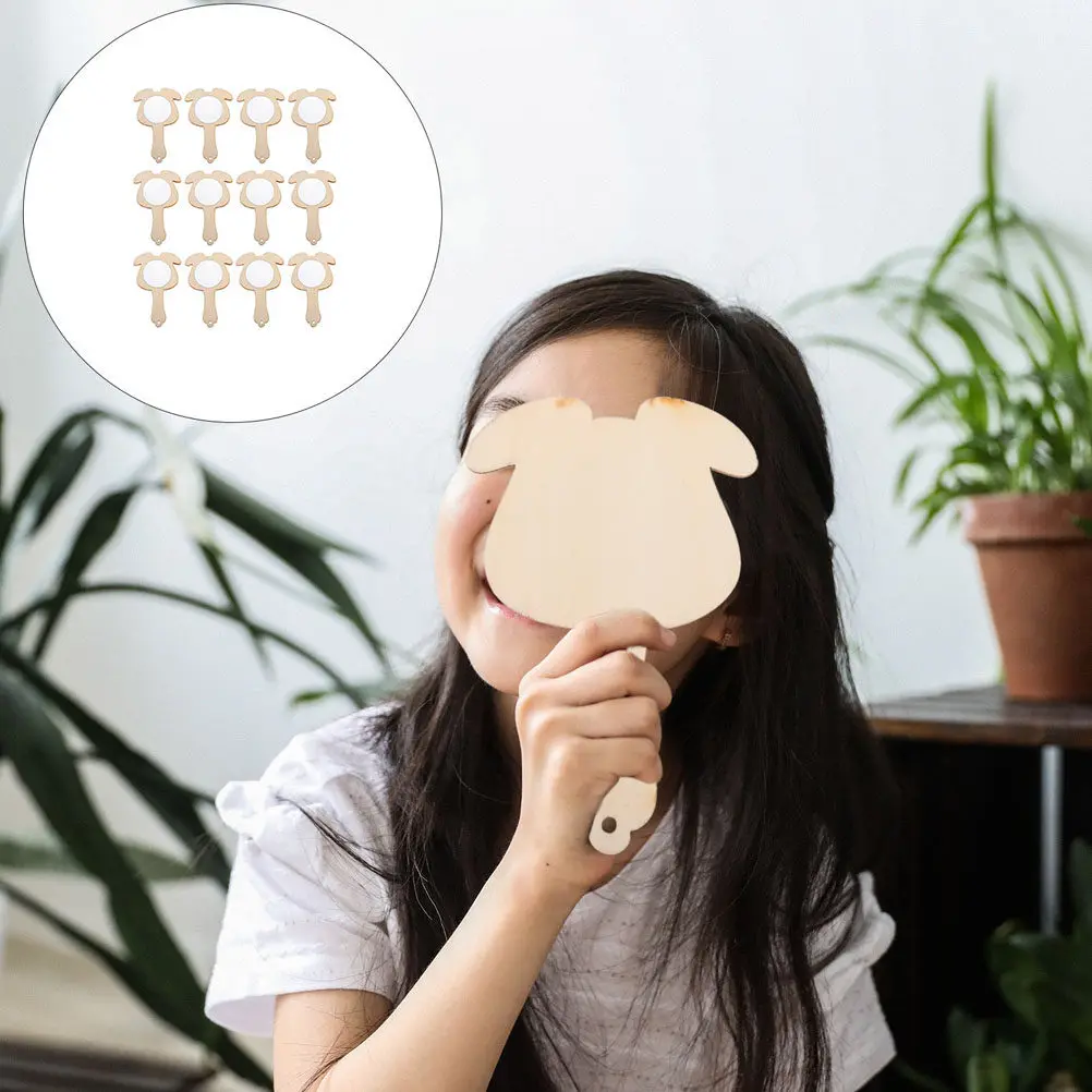 

12 шт. деревянных мини-зеркал ручной работы, неокрашенные, для поделок, милые декоративные зеркала, аксессуары для рукоделия