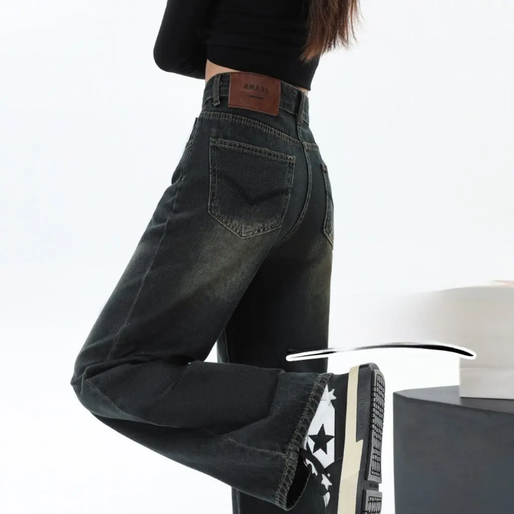 

Women's High Waist Slim Wide Leg Pants Cement Gray Fashion Design for Early Autumn