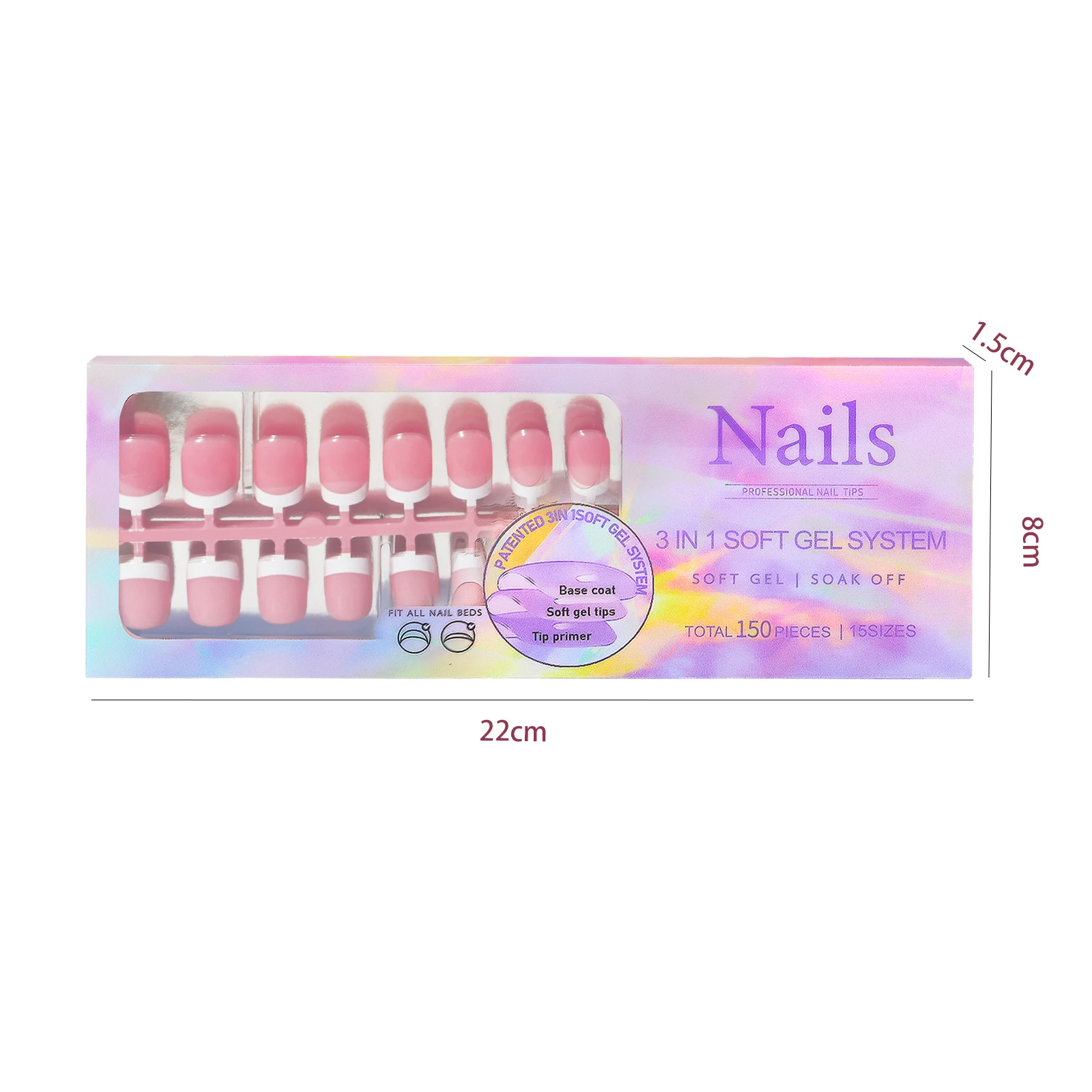 150szt Nude White Fake Nails Need Adhesive Glue Glitter Press on Nails Women Wearable Nail Art Stickers Full Finished False Nail — zdjęcie 2