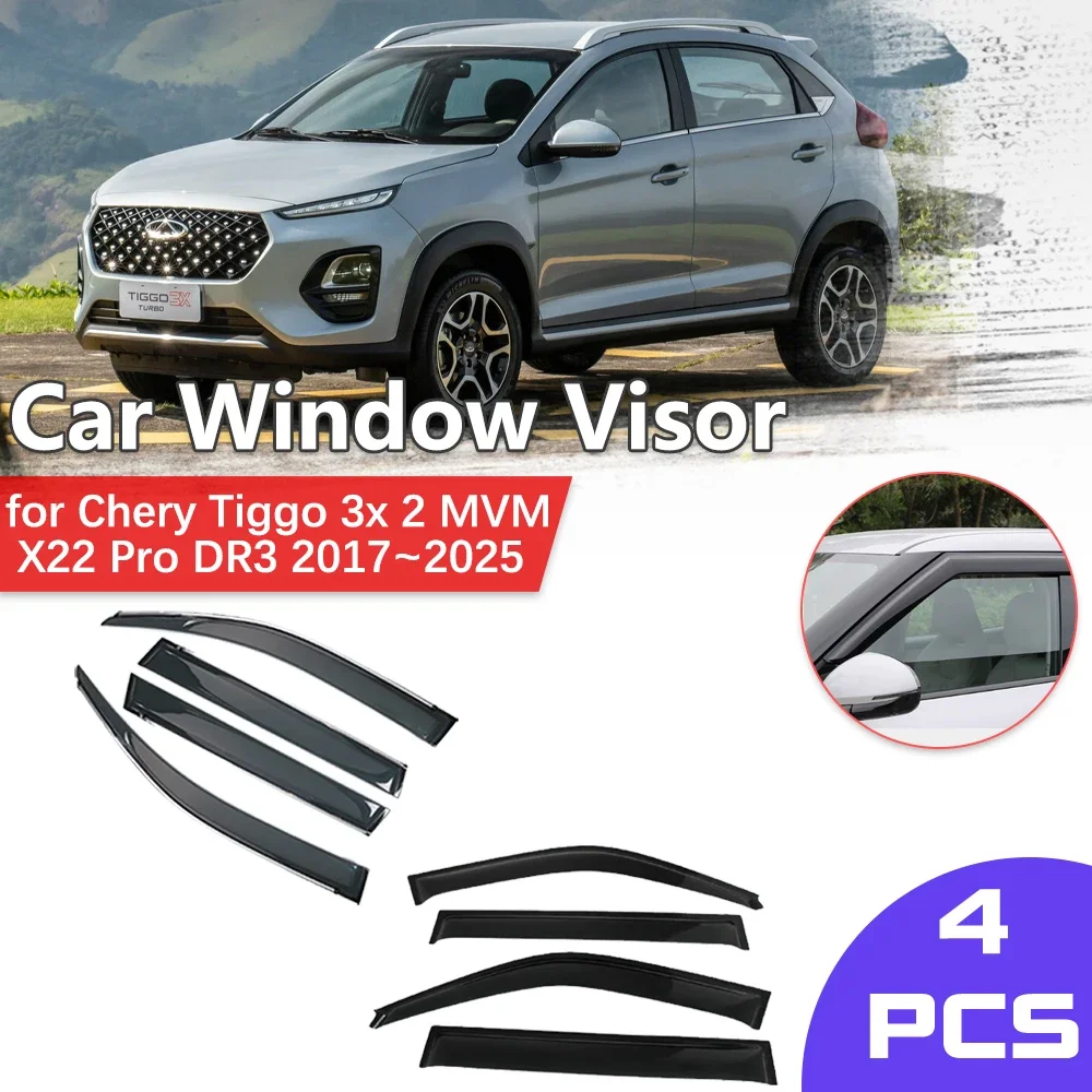 Window Visor for Chery Tiggo 3x 2 MVM X22 Pro DR3 2017~2025 Rain Eyebrow Shelter Vent Awning Smoke Deflector Guard Accessories