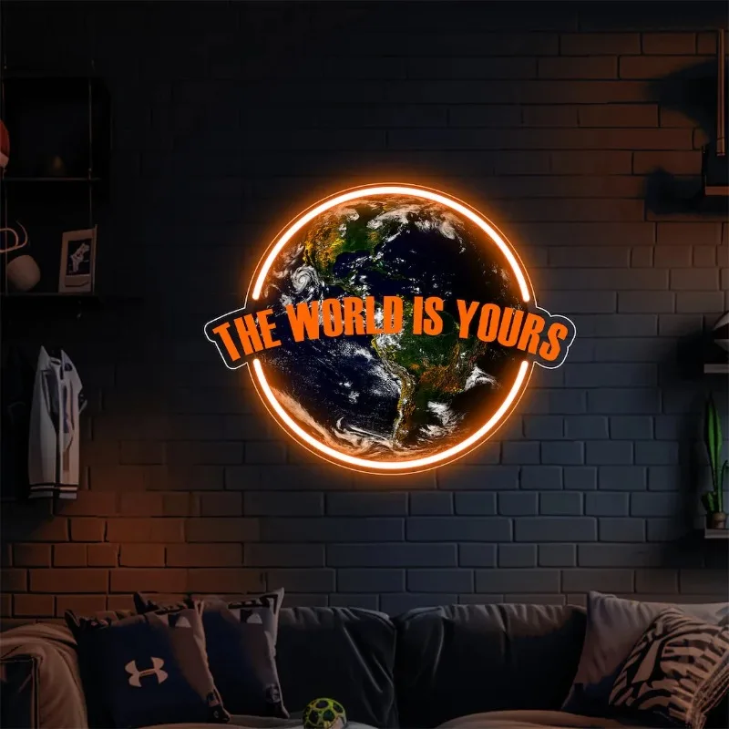 insegna-al-neon-stampata-uv-'the-world-is-yours'-opera-d'arte-in-acrilico-insegna-al-neon-per-bar-decorazione-per-casa-matrimonio-camera-da-letto-stanza-a-tema-pianeti-regalo-personalizzato