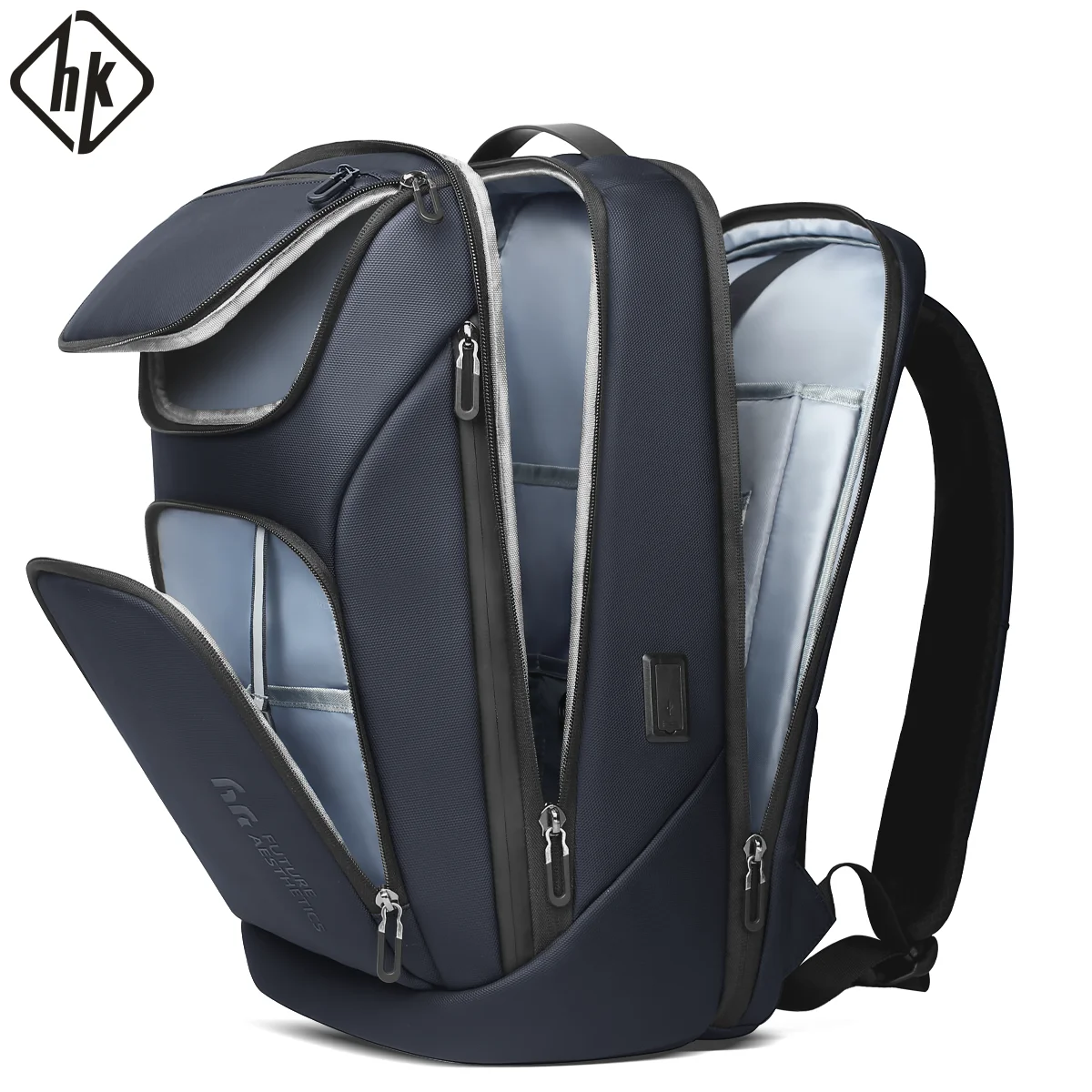 HK Multifunctional Business Backpack Men Water-Repellent 17.3 Inch Laptop Bag With USB Large Travel Backpack for Work College