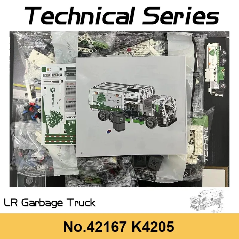 ชุดตัวต่อรถบรรทุกขยะแม็คแอลอาร์ ซีรีส์เทคนิคใหม่ ของเล่นตัวต่อรถขนส่งสิ่งปฏิกูล สำหรับเด็กผู้ชาย ของขวัญ 42167