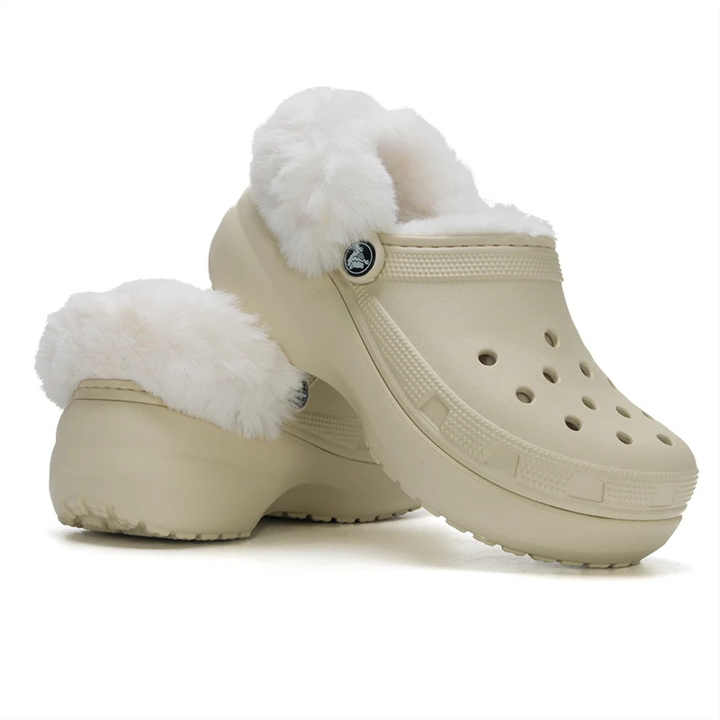 Crocs (Crocs) Zapatos para hombre y mujer, zapatillas, sandalias, sandalias casuales, zuecos clásicos de algodón cálido con forma de nube 212854-2Y2