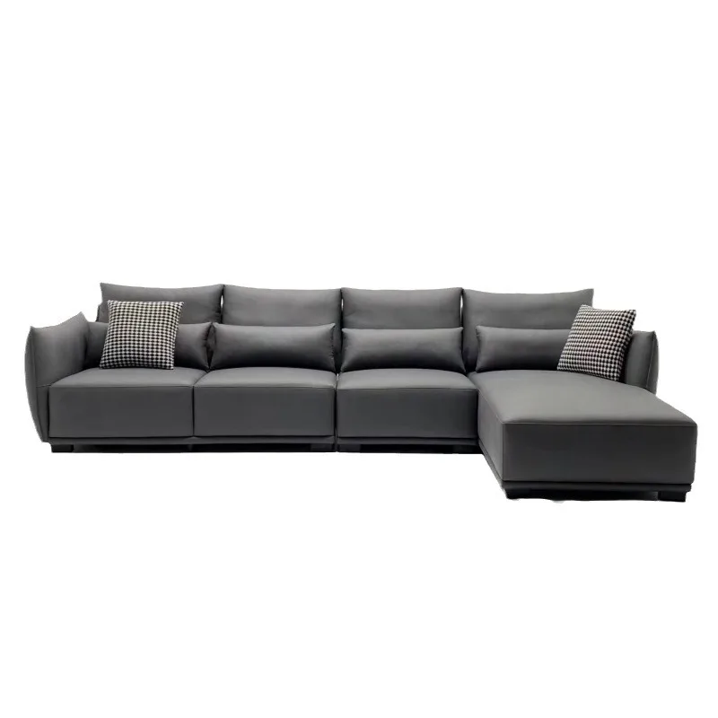 

Italian, minimalist, modern, minimalist, creamy, design, top layer, yellow cowhide, sofa