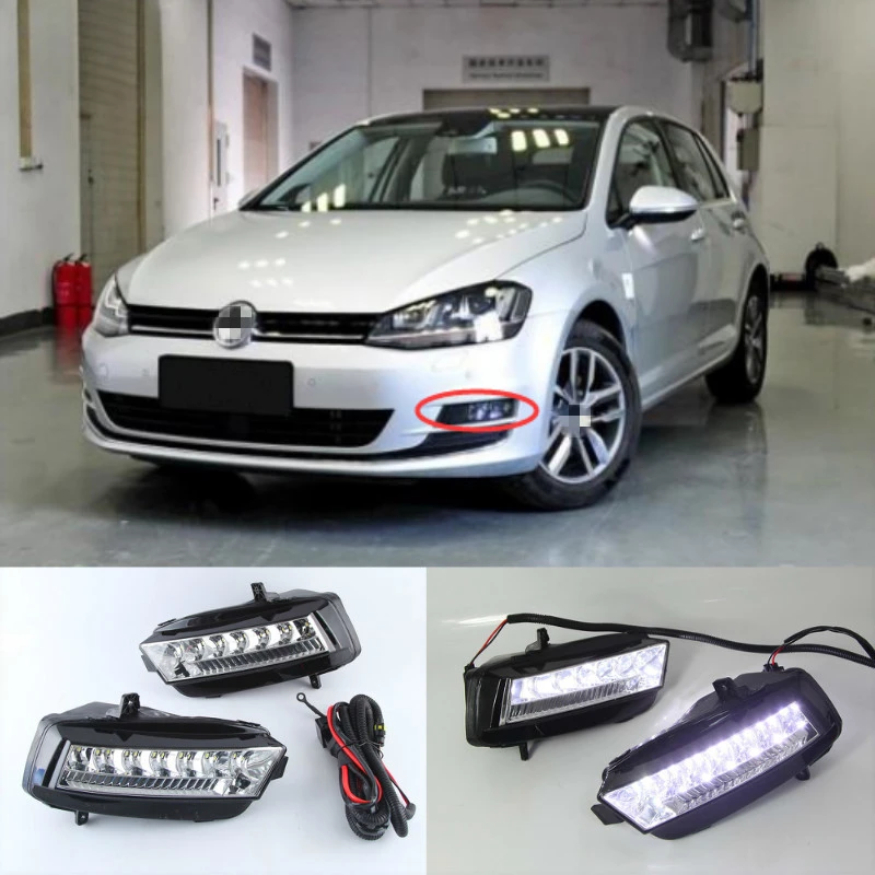 1 комплект светодиодов для Volkswagen VW Golf 7 2013 2014 2015 2016 DRL дневные ходовые огни дневного света с желтым сигналом поворота