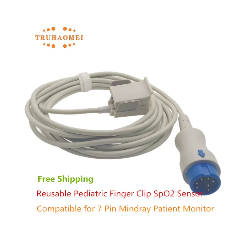 Compatible for Mindray 7 Pin Beneview T5 T8 iPM Reusable SPO2 Sensor Pulse Mindray Tech Oximeter Heart Rate Probe Neonates Adult