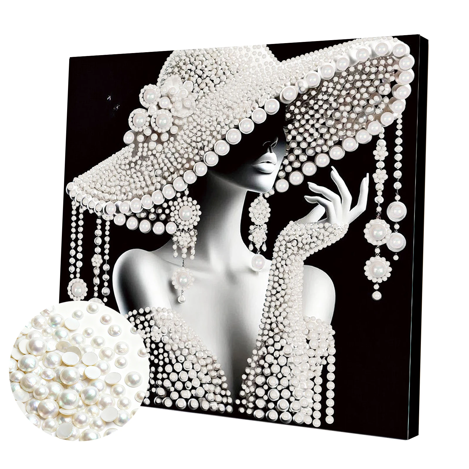 DIY Ladies Pearl Painting Art Kits 30x30cm Diamond Dots Paintings Picture Arts Craft with Frame for Adults Beginners Home Decor