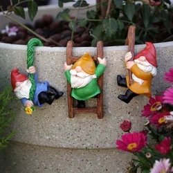 3 PCS Climbing Gnomes Tree Faces Decor Outdoor For Yard, Gnomes Statue, Outdoor Fairy Garden Resin Crafts, Flower Pot Landscape