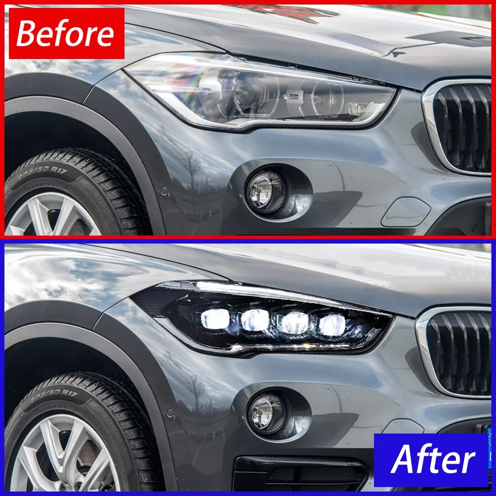 مصابيح أمامية للسيارة لسيارات Bmw X1 2016-2019 F48 F49 Led مجموعة المصابيح الأمامية للسيارات ترقية عالية التكوين العارض 4 ملحقات العدسات #6