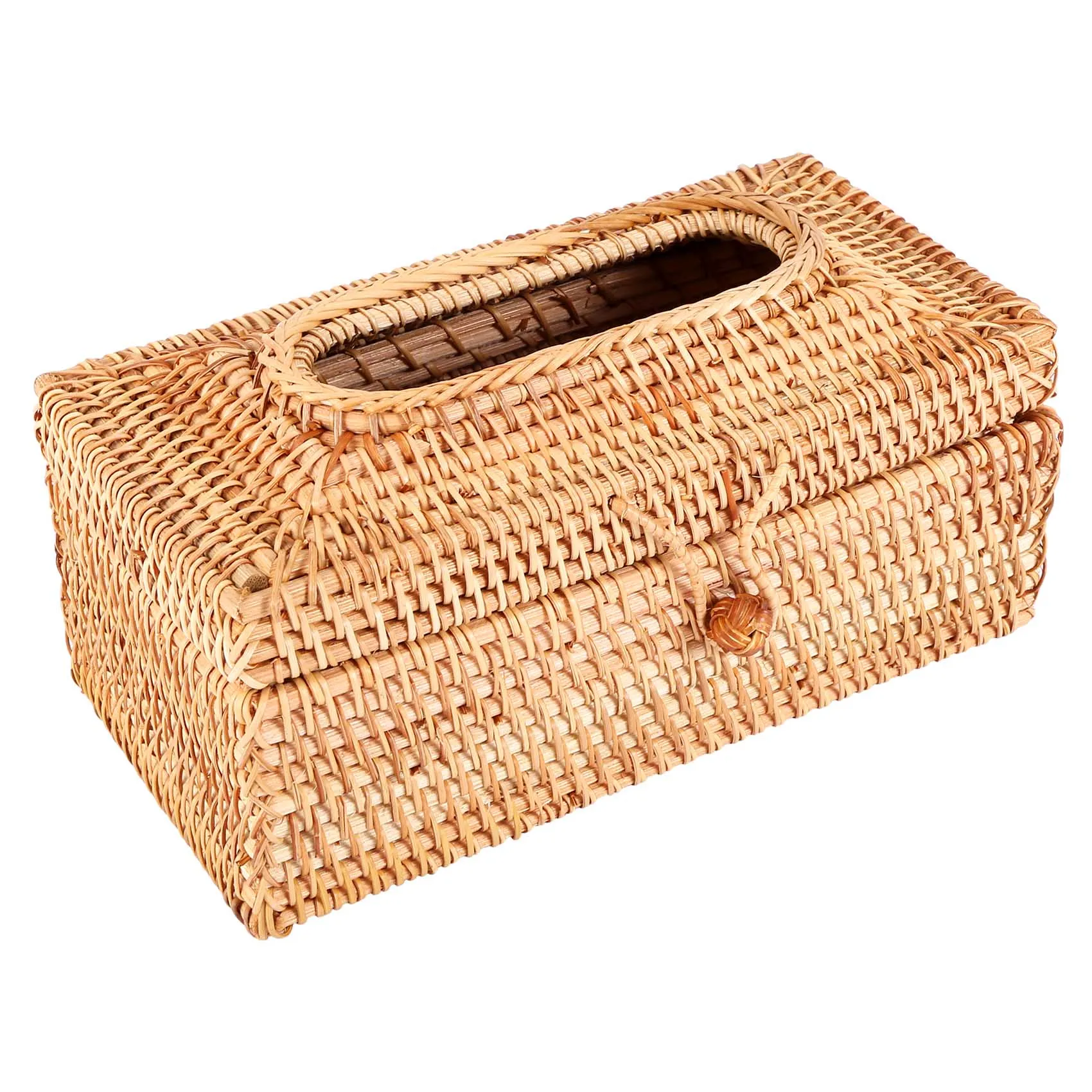 ABFS Paper Rack Rattan Tissue Box Elegant Home Decoration Handmade Desktop Tissue Container Napkin Storage Case