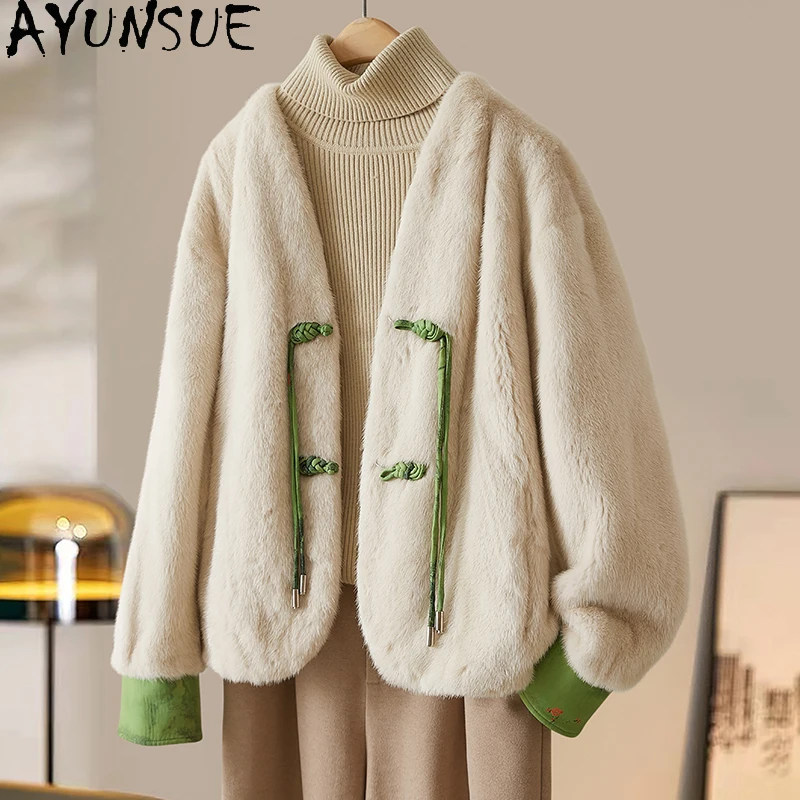 

AYUNSUE Natural Real Mink Fur Coat Women Clothes Luxury Fur Coats Whole Female Mink Womens Coats Winter Jacket Пальто Женское