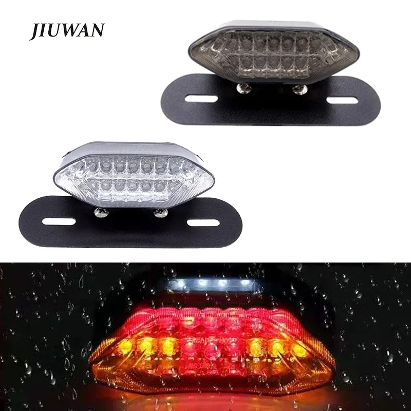 

Motorcycle Black Base Brake Tail Turn Signal License Plate Light For Honda Kawasaki For Harley Scooter Taillight