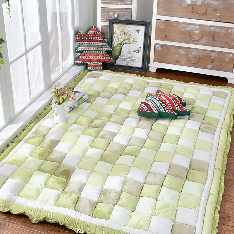 Large Carpet for Living Room Thicken Tatami Mat Quilted Bedroom Area Rugs Non Slip Kids Room Playing Floor Mats Machine Washable