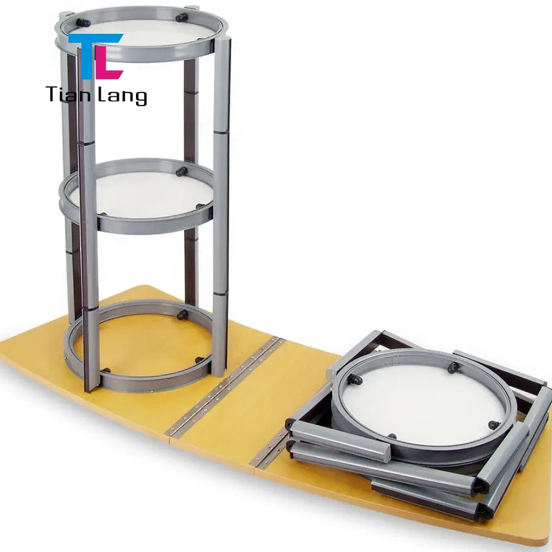 TianLang Trade Show Folding Pop-Up 3-Layer Twist Tower Showcase Rotating Counter Display Racks
