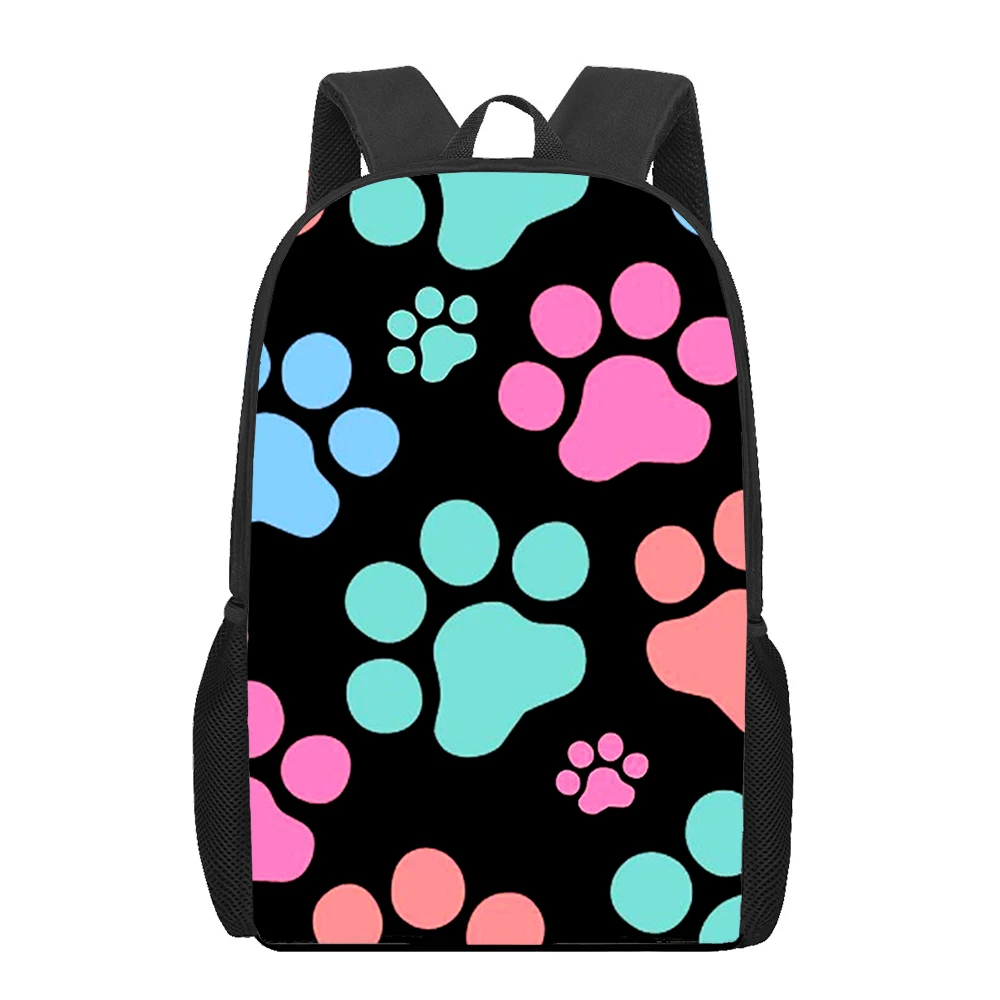 Mochila escolar con estampado de huella de perro para niños, niñas, adolescentes, bolsa de libros para niños, bolsas escolares casuales de gran capacidad para estudiantes, 16 pulgadas