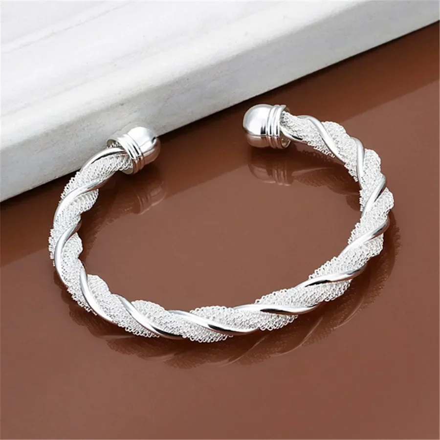 9B020 Valentine\'s day Christmas gift fashion silver Plated Lovely Mesh hot Bracelet Bangle jewelry wholesale factory price