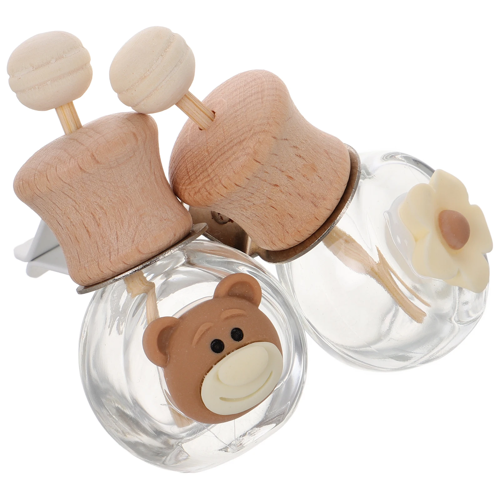 

2pcs Cartoon Perfume Bottle Car Air Freshener Diffuser Vent Clip Essential Oil Holder Cute Leakproof Durable for Car