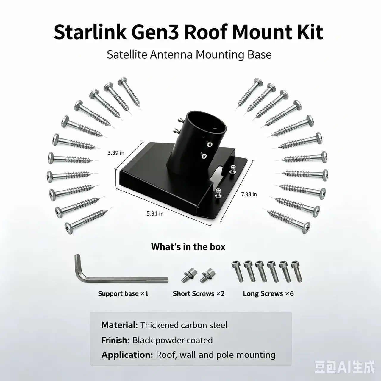 Pipe Adapter For Starlink Gen 3 Roof Pole Mount wall Stand Round Mounting Kit Accessories For Starlink Gen3 V3 Standard Dish