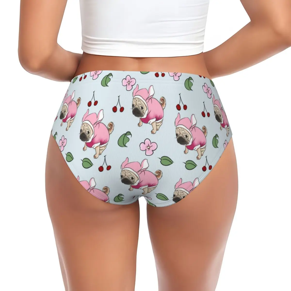 Custom French Bulldog And Flower Briefs Underwear Women's Comfortable Stretch Animal Pet Dog Panties